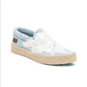 Blowfish Malibu Denim Lace Slip-On Espadrilles 10
